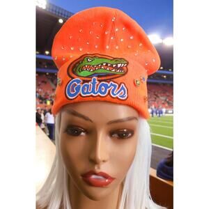 Florida Gators Beanie Orange design with logo, diamond colored rhinestones